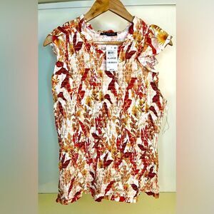 NWT INC INTERNATIONAL CONCEPTS PLUS SIZE PRINTED SMOCKED SLEE KAUAI BLOOMS  XL